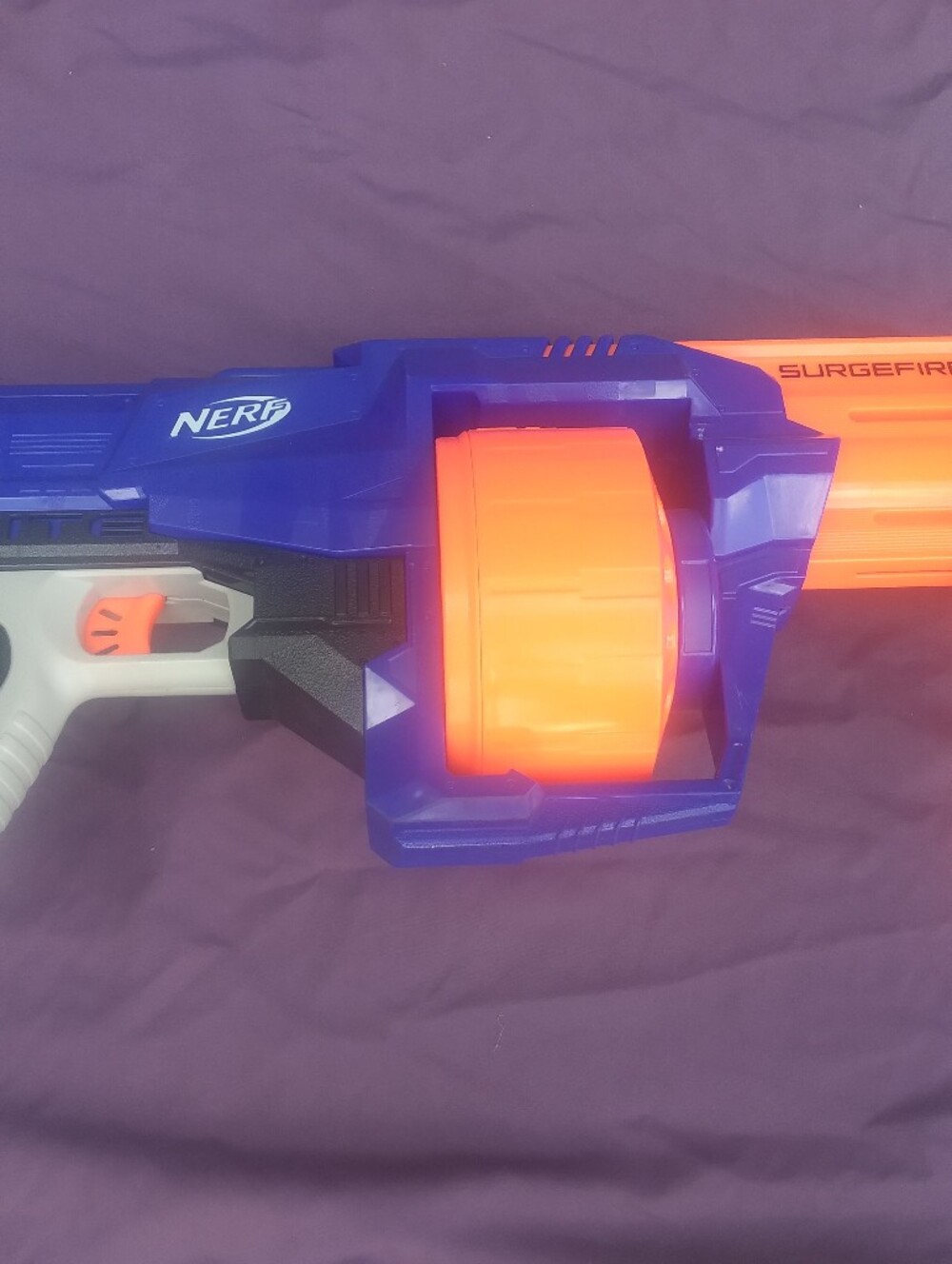 Nerf SurgeFire Blue, Orange and White Dart Blaster
